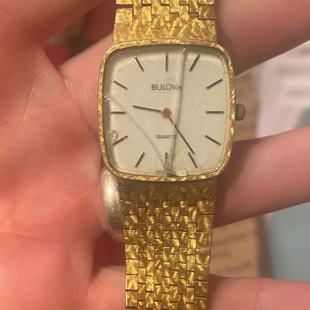 Bulova 14 kt Gold-band Square Face Watch